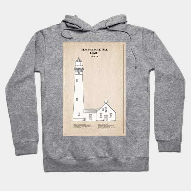 New Presque Isle Light Lighthouse - Michigan - SBD Hoodie by SPJE Illustration Photography